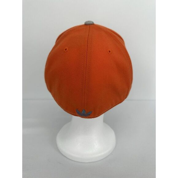 Adidas Flex Fit Hat 210 Fitted Flexfit 7 1/4 - 7 5/8 Orange‎ And Gray Cap Logo - Picture 4 of 10